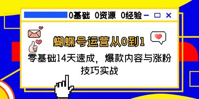 蝴蝶号运营从0到1，零基础14天速成，爆款内容与涨粉技巧实战-财兔窝项目网