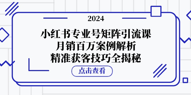 小红书专业号矩阵引流课，月销百万案例解析，精准获客技巧全揭秘-财兔窝项目网