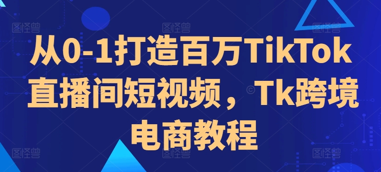 从0-1打造百万TikTok直播间短视频，Tk跨境电商教程-财兔窝项目网