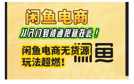 闲鱼电商实战课，从入门到精通秘籍在此，闲鱼电商无货源玩法超燃!-财兔窝项目网