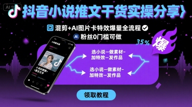 抖音小说推文干货实操分享，混剪+AI图片卡特效爆量全流程，0粉丝0门槛可做-财兔窝项目网