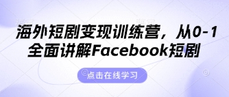 海外短剧变现训练营，从0-1全面讲解Facebook短剧-财兔窝项目网