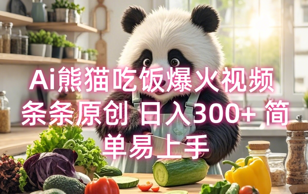 Ai熊猫吃饭爆火视频 条条原创 日入300+ 简单易上手-财兔窝项目网