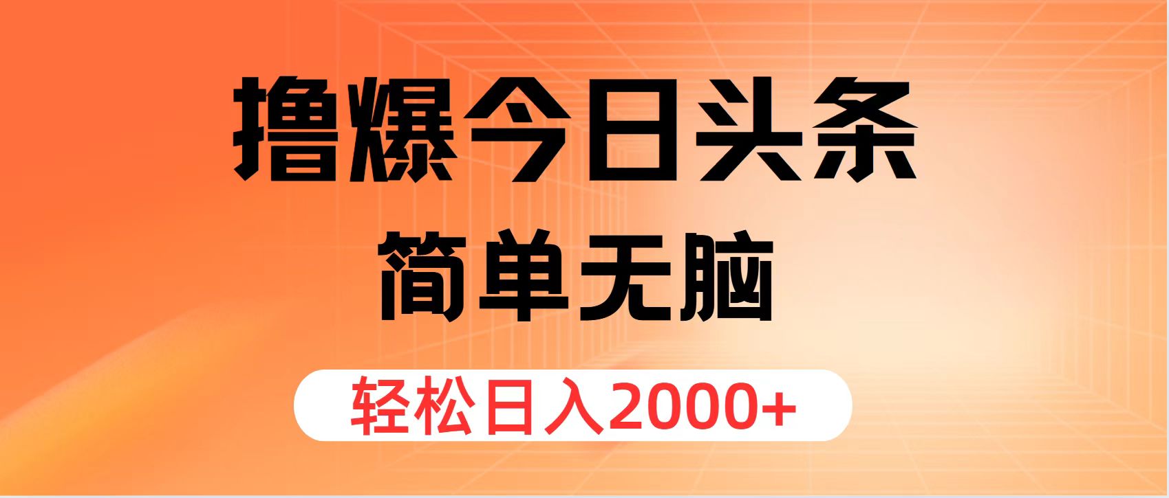 撸爆今日头条，简单无脑，日入2000+-财兔窝项目网