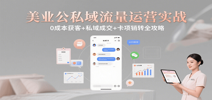 美业公私域流量运营实战：0成本获客+私域成交+卡项销转全攻略-财兔窝项目网