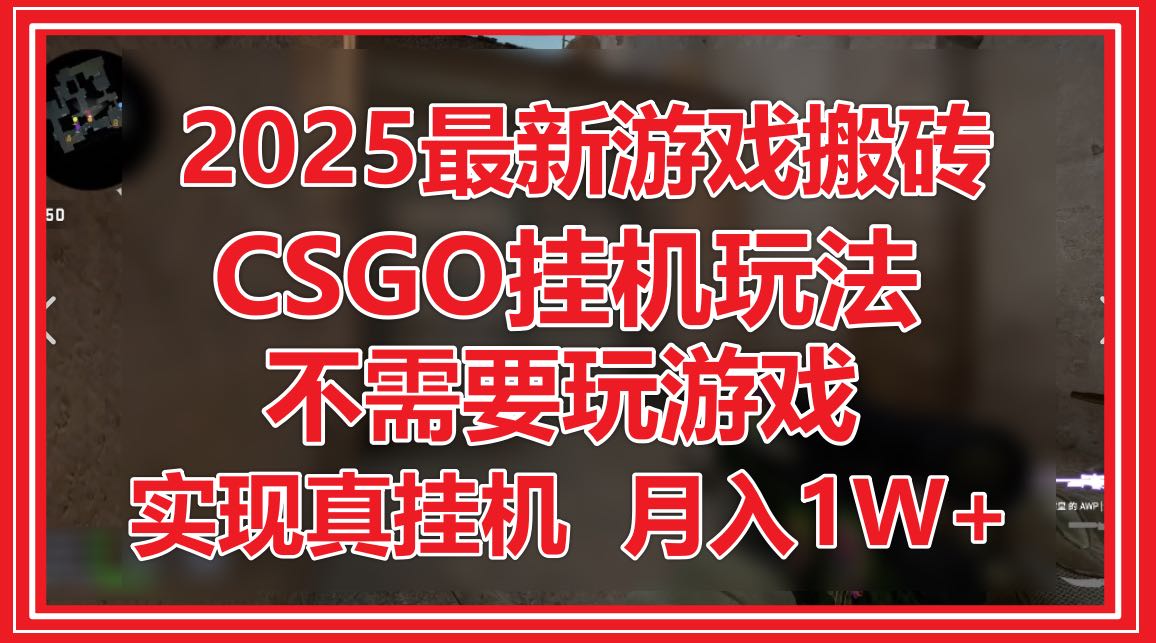 2025最新游戏搬砖，CSGO挂机，不需要玩游戏，实现真挂机，月入1W+-财兔窝项目网