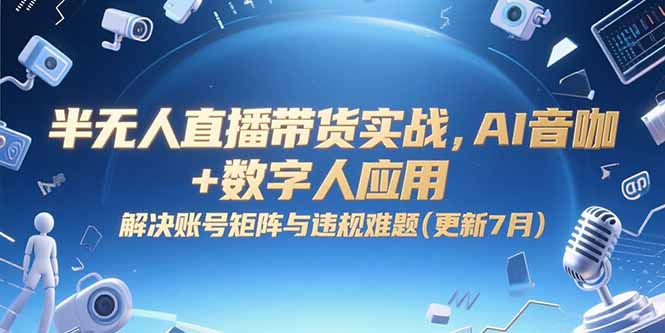 半无人直播带货实战，AI音咖+数字人应用 解决账号矩阵与违规难题(更新7月-财兔窝项目网