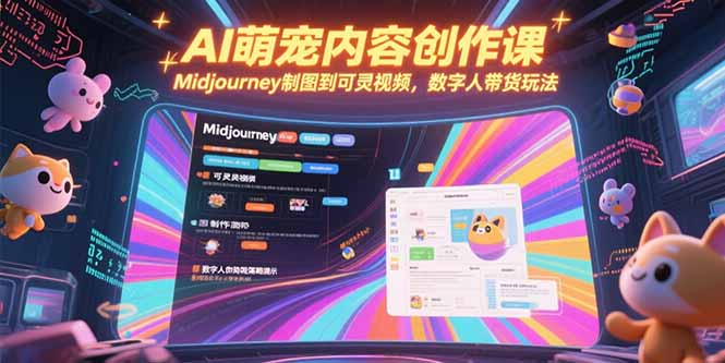 AI萌宠内容创作课，Midjourney制图到可灵视频，数字人带货玩法-财兔窝项目网