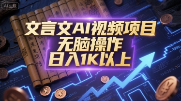 文言文AI视频项目，无脑操作，日入1K以上-财兔窝项目网