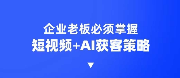 企业短视频AI获客霸屏流量课，6步短视频+AI突围法，3大霸屏抢客策略-财兔窝项目网