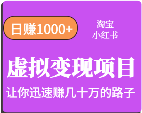 淘宝OR小红书虚拟变现，日赚1000+，多账号操作年收入几十W不等-财兔窝项目网
