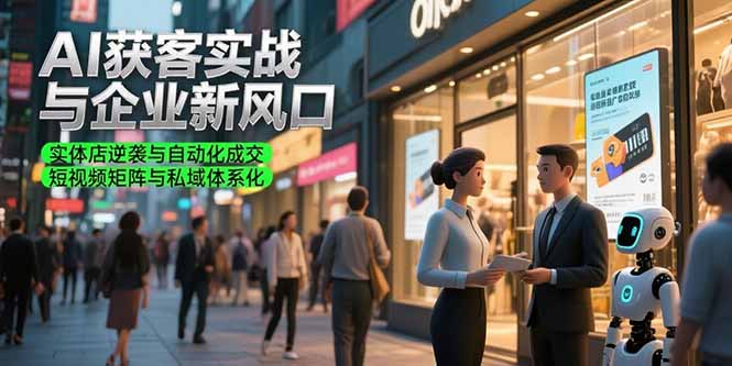 AI获客实战与企业新风口，实体店逆袭与自动化成交 短视频矩阵与私域体系化-财兔窝项目网