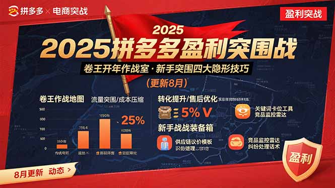 2025拼多多盈利突围战：卷王开年作战室，新手突围四大隐形技巧(更新8月-财兔窝项目网