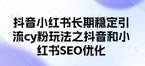 抖音小红书长期稳定引流cy粉玩法之抖音和小红书SEO优化-财兔窝项目网
