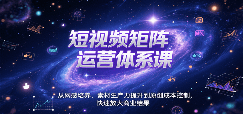 短视频矩阵运营体系课，从网感培养、素材生产力提升到原创成本控制，快速放大商业结果-财兔窝项目网