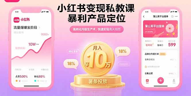 小红书变现私教课，暴利产品定位，高转化内容生产术，快速实现月入10万-财兔窝项目网