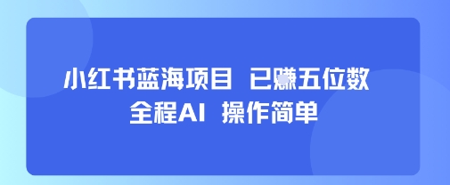 小红书蓝海项目，全程AI，操作简单，已挣五位数-财兔窝项目网