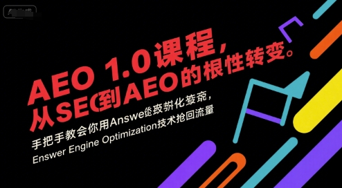 AEO 1.0 课程，从SEO到AE0的基命性转变，手把手教会你用AnswerEngineOptimization技术抢回流量-财兔窝项目网