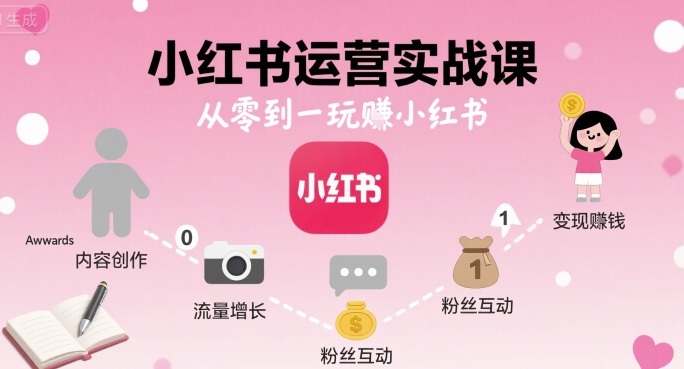 小红书运营实战课，从零到一玩賺小红书-财兔窝项目网