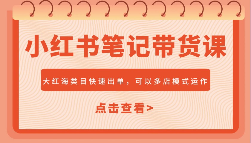 小红书笔记带货课，大红海类目快速出单，市场大，可以多店模式运作(更新)-财兔窝项目网