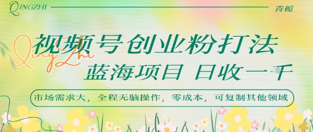 视频号创业粉打法，日入1k，蓝海项目，市场需求大，全程无脑操作，可复制-财兔窝项目网