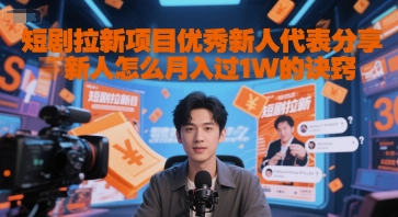 短剧拉新项目优秀新人代表分享新人怎么月入过1W的诀窍-财兔窝项目网