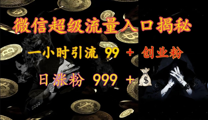 微信超级流量入口揭秘：一小时引流 99 + 创业粉，日涨粉 999 +-财兔窝项目网