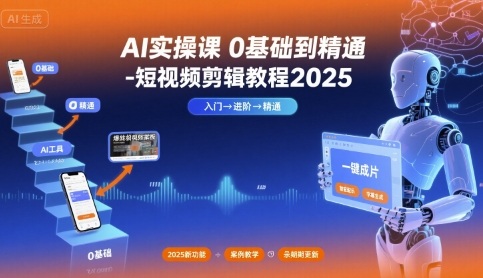 AI实操课0基础到精通-短视频剪辑教程2025-财兔窝项目网