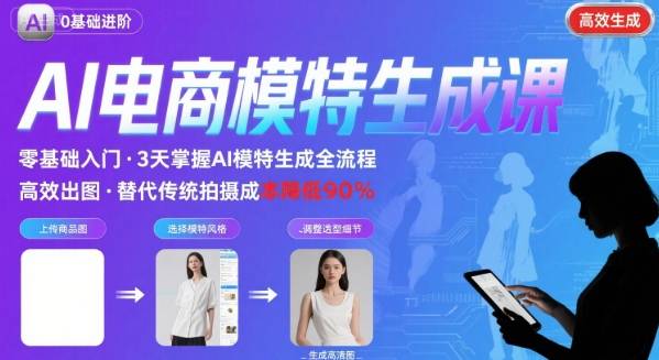 AI模特进阶课程，0基础高效生成逼真电商模特图-财兔窝项目网