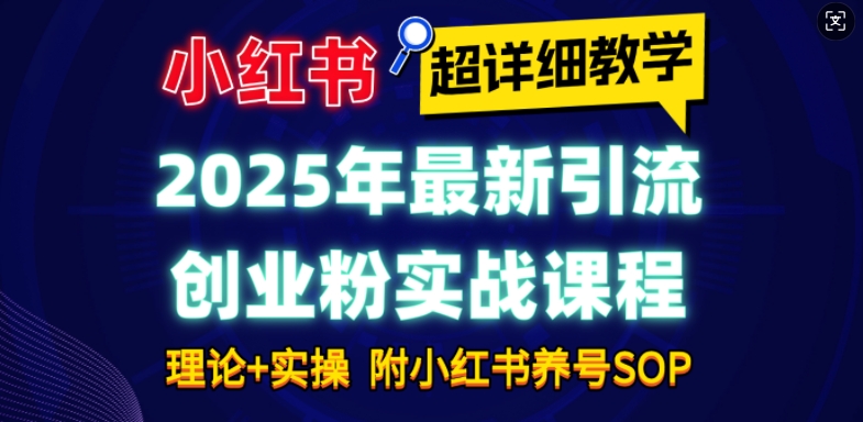 2025年最新小红书引流创业粉实战课程【超详细教学】小白轻松上手，月入1W+，附小红书养号SOP-财兔窝项目网