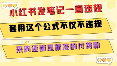 小红书发笔记一直违规，套用这个公式不仅不违规，来的还都是精准的付费粉-财兔窝项目网