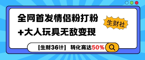 【生财36计】全网首发情侣粉打粉+大人玩具无敌变现-财兔窝项目网