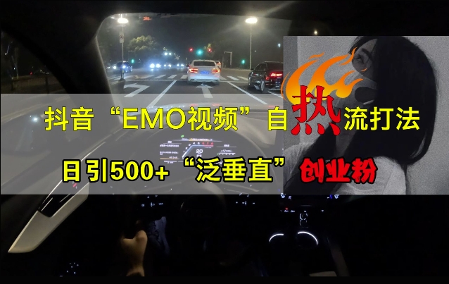抖音EMO视频自热打法，日引500+“泛垂直”创业粉-财兔窝项目网