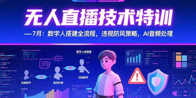 无人直播技术特训-7月：数字人搭建全流程，违规防风策略，AI音频处理-财兔窝项目网