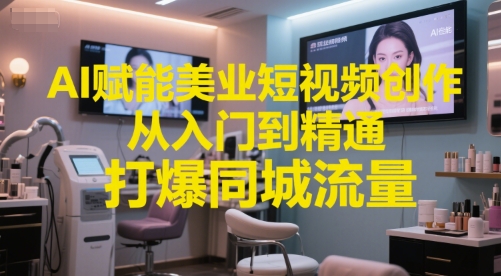 AI赋能美业短视频创作，从入门到精通，打爆同城流量，超级AI工具短视频实操落地-财兔窝项目网