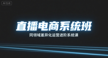 直播电商系统班，同领域差异化运营进阶系统课-财兔窝项目网