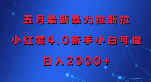 五月最新暴力拉新拉，小红薯4.0新手小白可做，日入多张-财兔窝项目网