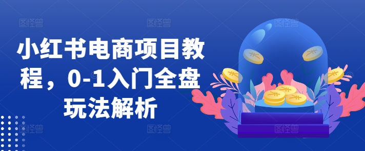 小红书电商项目教程，0-1入门全盘玩法解析-财兔窝项目网