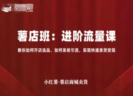 小红薯薯店商城卖货，进阶流量课，教你如何开店选品、如何系统引流，实现快速卖货变现-财兔窝项目网