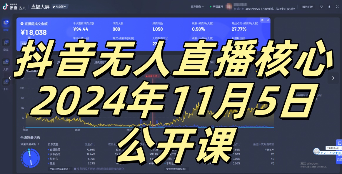 抖音无人直播核心公开课，咸鱼翻身小白可做带有睡后收入月入过万太简单【揭秘】-财兔窝项目网