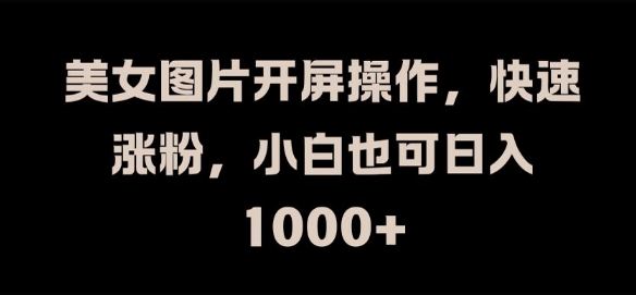 美女图片开屏操作，快速涨粉，小白也可日入1k【揭秘】-财兔窝项目网