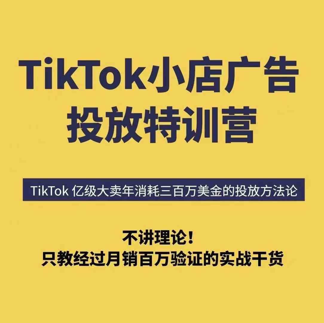 TikTok小店广告投放特训营，6天破局计划专治各种“投不动”，教你经过月销百万验证的实战干货-财兔窝项目网