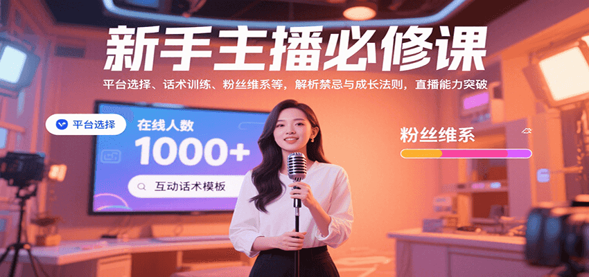 新手主播必修课：平台选择、话术训练、粉丝维系等，解析禁忌与成长法则，突破直播能力-财兔窝项目网