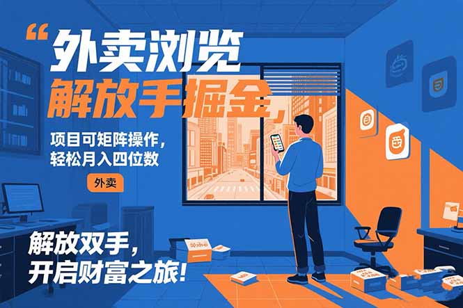 外卖浏览掘金项目 可矩阵操作 轻松日入500+-财兔窝项目网