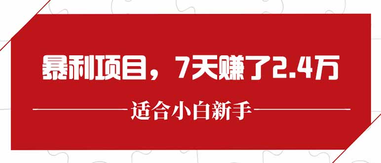 最新暴利项目，每单收益轻松在300以上，7天赚了2.4万-财兔窝项目网