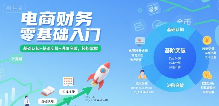 电商财务零基础入门，基础认知+基础实操+进阶突破，轻松掌握-财兔窝项目网