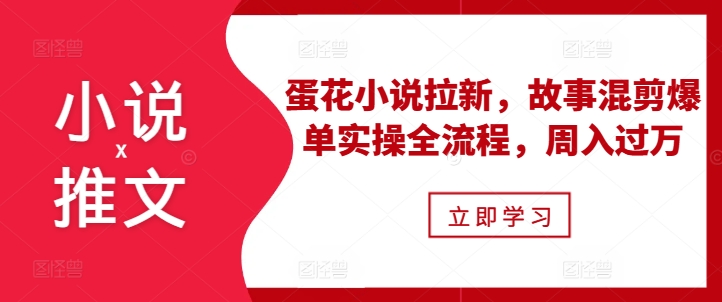 小说推文之蛋花小说拉新，故事混剪爆单实操全流程，周入过万-财兔窝项目网