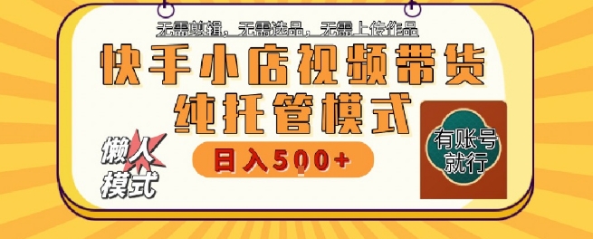 快手小店托管代运营，无需剪辑，无需选品，无需上传作品，全程无需操作，轻松月入5k+【揭秘】-财兔窝项目网