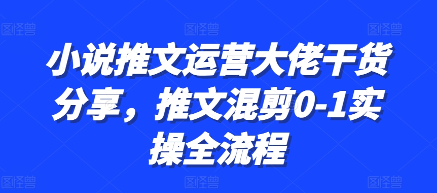 小说推文运营大佬干货分享，推文混剪0-1实操全流程-财兔窝项目网