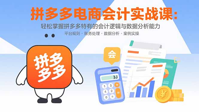 拼多多电商会计实战课：轻松掌握拼多多特有的会计逻辑与数据分析能力-财兔窝项目网